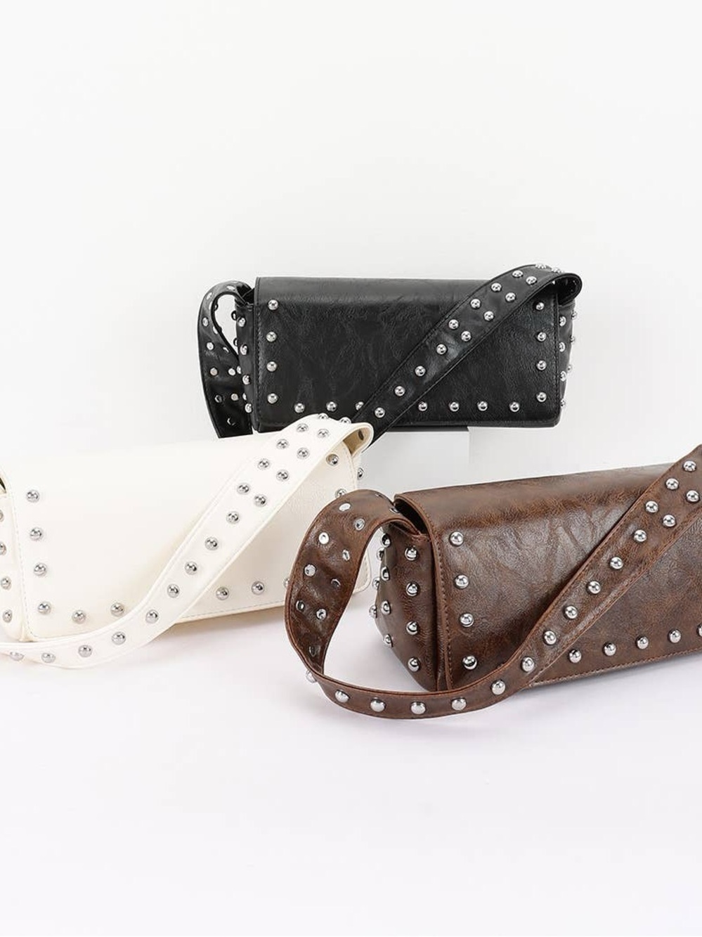 Y2K Studded Leather Crossbody Bag
